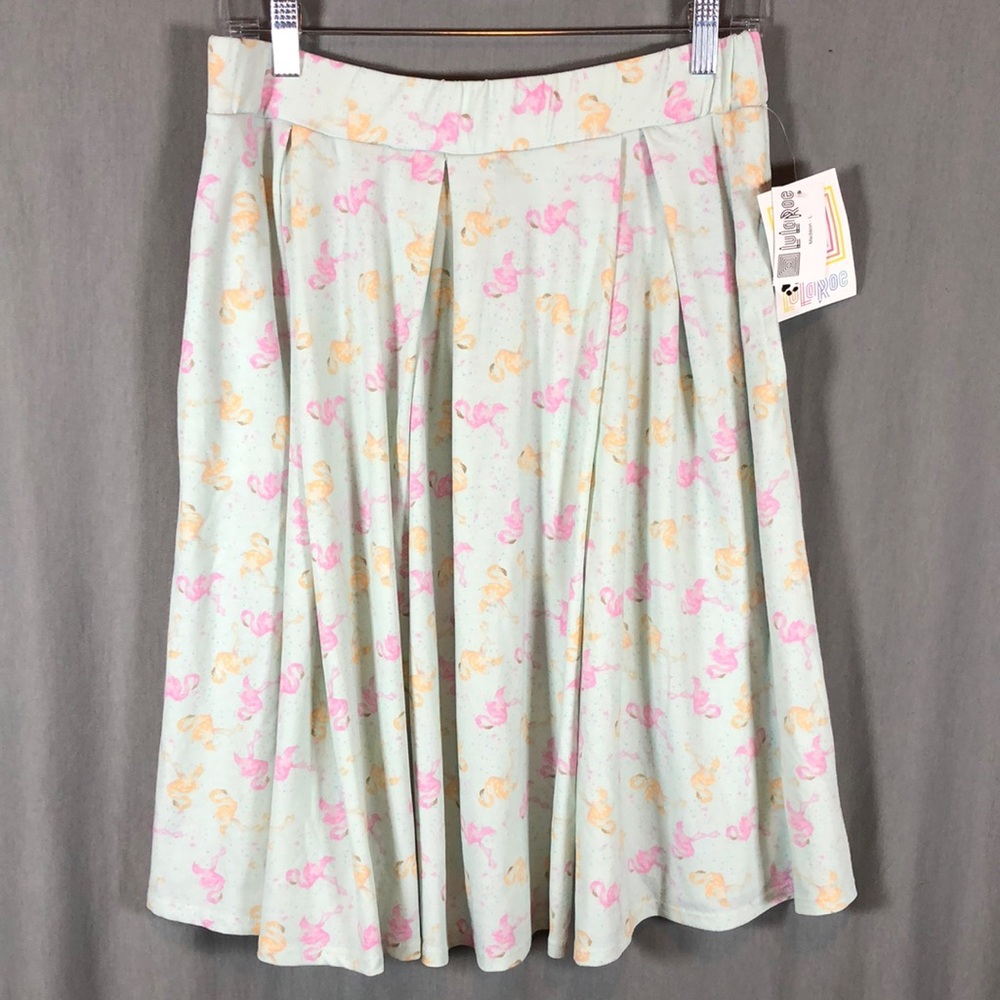 Lularoe NWT Madison Pleated Skirt w/Pockets - Flamingos - Sz L
